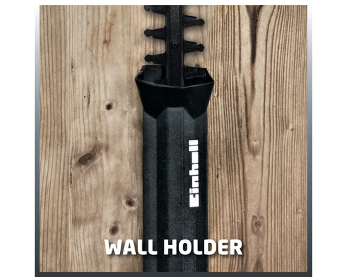 Einhell logotyp vägghållare för trädgårdsredskap