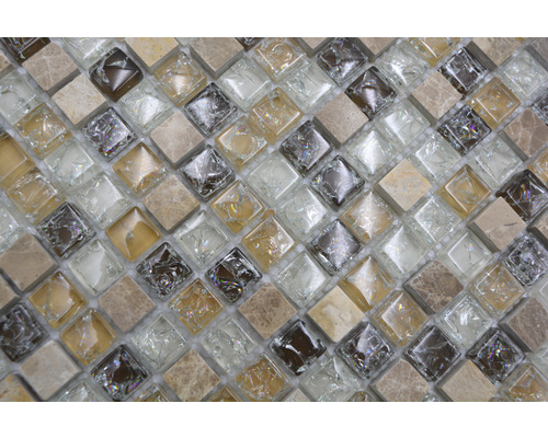 Fyrkantig mosaikplatta av glas och sten