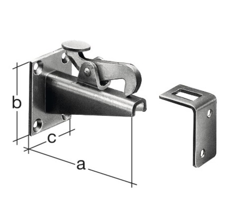 Metallisk fönsterlucka med mothake