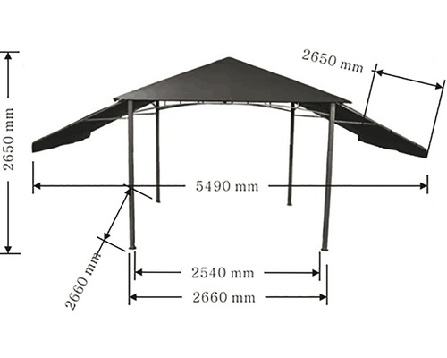 Dimensioner lusthus med sidomarkis