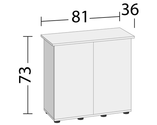 Bild av ett underskåp med måtten 81 cm brett, 73 cm högt och 36 cm djupt