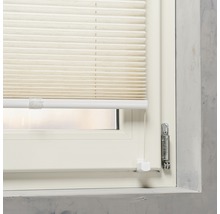 Fönster med plisségardin för ljusreglering och avskildhet.