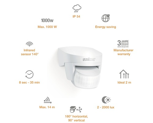 Steinel rörelsedetektor med en maximal räckvidd på 14 meter