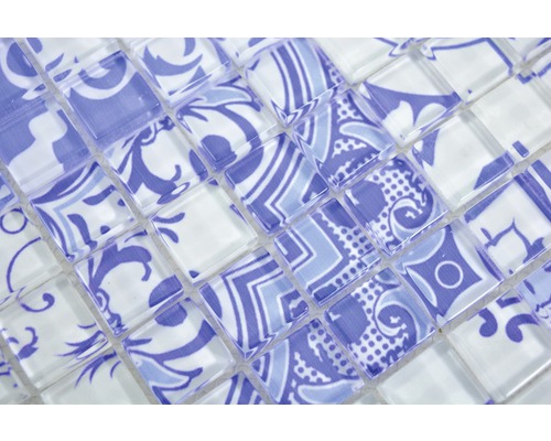 Glasmosaikplatta med dekor