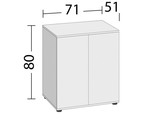 Skåp med två dörrar och måtten 80, 71 och 51 centimeter