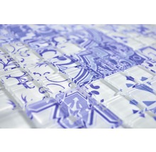 Mosaik glas Crystal design 30x30 cm vit/blå-thumb-2