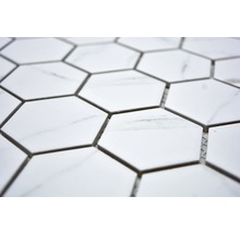 Mosaik keramik Hexagon Carrara CIM HX5 CR vit matt 32,5x28,1 cm-thumb-2