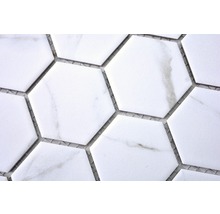 Mosaik keramik Hexagon Carrara CIM HX5 CR vit matt 32,5x28,1 cm-thumb-3