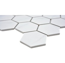 Mosaik keramik Hexagon Carrara CIM HX5 CR vit matt 32,5x28,1 cm-thumb-1