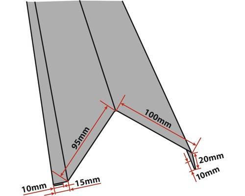Teknisk ritning av en metallprofil med mått