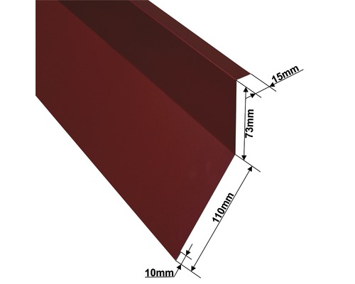 Vinkelplåt med måttangivelser för användning i tak
