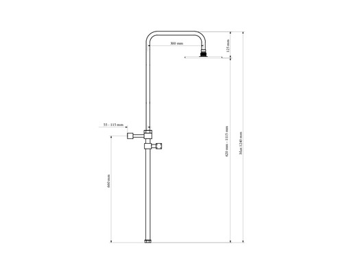 Takduschset DUSCHBYGGARNA Box 300 krom metall 160 mm c/c