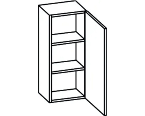 Skåp med tre hyllor och öppen dörr