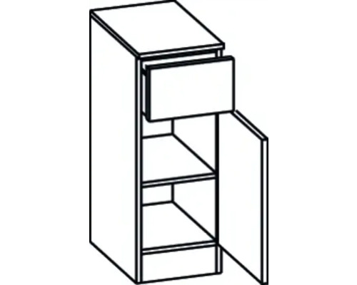 Illustration av ett underskåp med låda och dörr