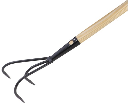 Trädgårdsgrep med trähandtag och tre pinnar