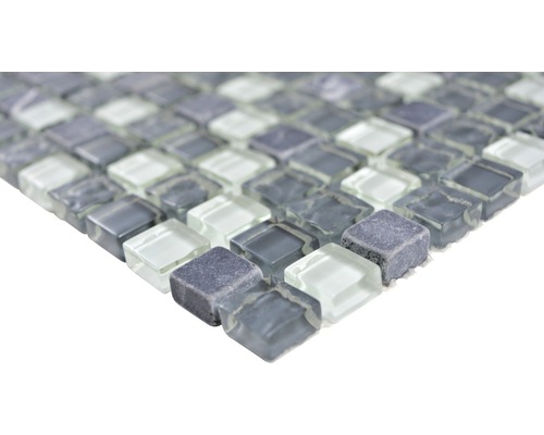 Mosaikplatta av glas och sten