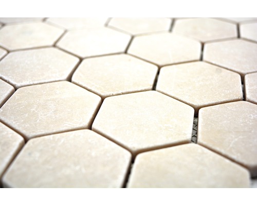 Sexkantiga mosaikplattor av natursten