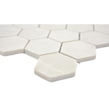 Sexkantig mosaikplatta av sten på nät