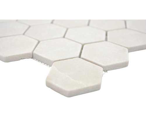 Sexkantig mosaikplatta av sten på nät