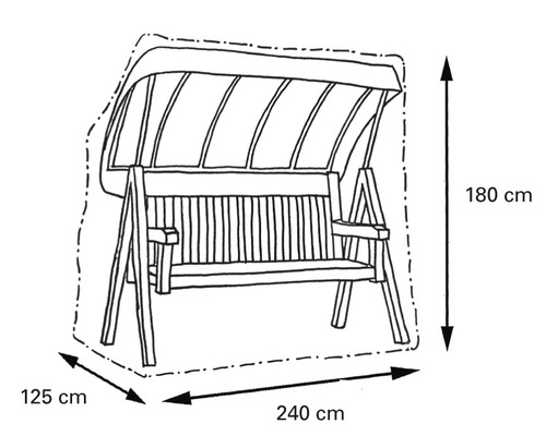 Skyddsöverdrag för en gunga med måtten 180 x 240 x 125 cm