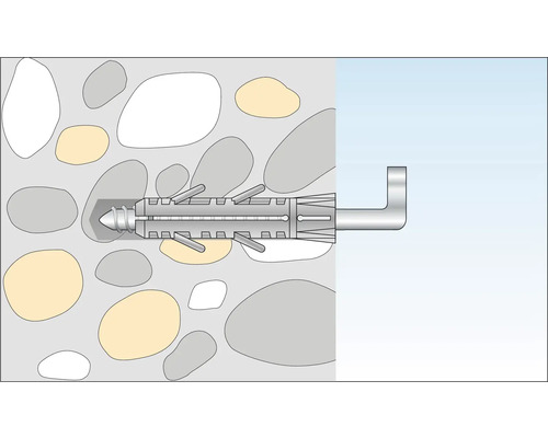 Illustration av en plugg med vinkelkrok i en vägg