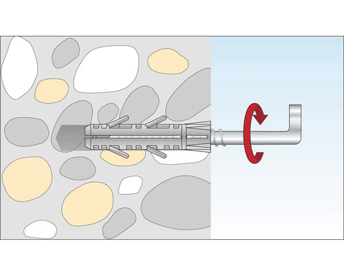 Illustration av hur ett tungt ankare fungerar i murverk