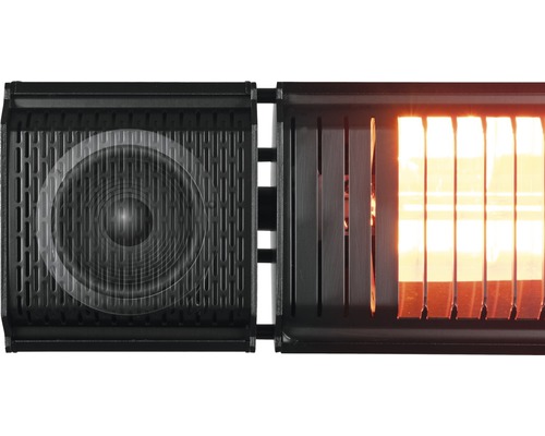 Närbild av en infraröd värmare med högtalare