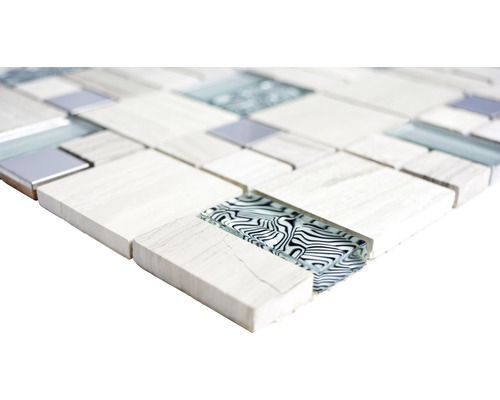 Mosaikplatta med glas- och stenelement