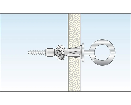 Fästning av en expander med ringögla i en vägg.