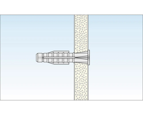 Illustration av en pluggfästning i en vägg