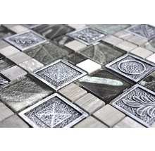 Mosaikplatta med glas- och stenelement