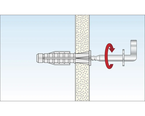Illustration av en skruv fäst i en vägg