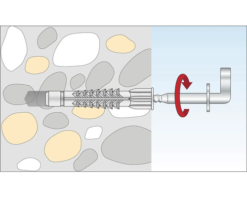 Funktion av ett tungt ankare i murverk med roterande rörelse