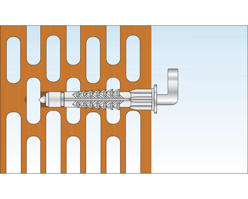 Väggfäste med plugg i perforerad tegelvägg