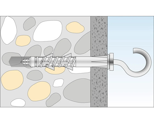 Illustration av en plugg med krokfäste i en vägg