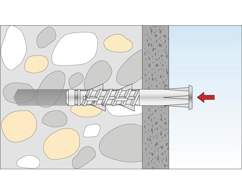 Illustration av en pluggfastsättning i en vägg