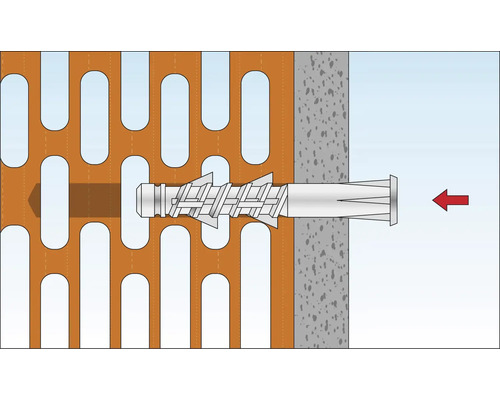 Illustration av en plugg i en perforerad tegelsten