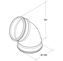 Avloppsrörkrök med en diameter på 100 mm och en höjd på 161 mm