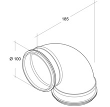 Rörkrök med en diameter på 100 mm och en längd på 185 mm.