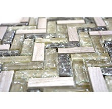 Mosaik glas fiskben XIC HB1552 grå grön struktur blank 26,3x29,3 cm