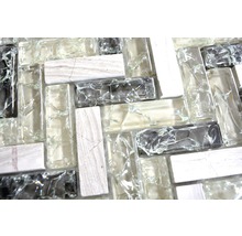 Mosaik glas fiskben XIC HB1552 grå grön struktur blank 26,3x29,3 cm