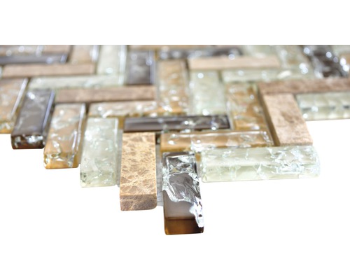 Mosaikplatta av glas och sten