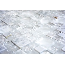 Mosaikplatta av glas och marmor