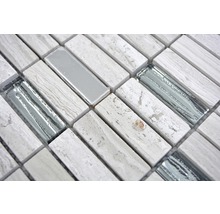 Mosaikplatta med sten- och glaselement