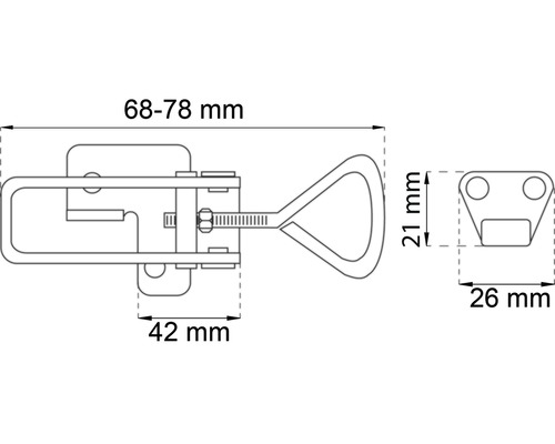 Ritning av ett justerbart spänne med mått