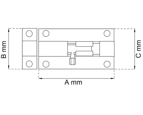 Teknisk ritning av en dörrregel med mått i millimeter
