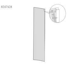 Schematisk ritning av en skjutdörr med installationsanvisningar