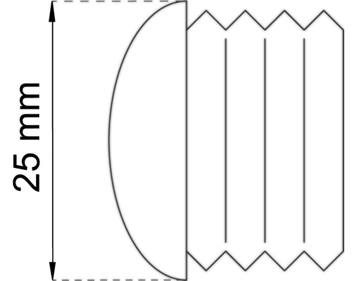 Teknisk ritning av en produkt med en storlek på 25 millimeter