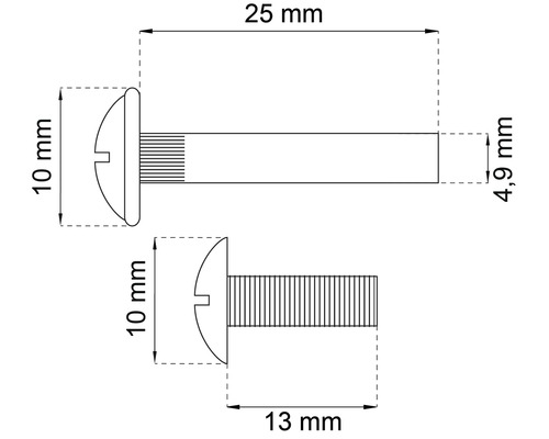 Teknisk ritning av försänkta skruvar med mått i millimeter