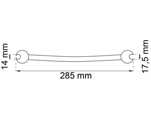Teknisk ritning av en spännstift med måtten 285 mm längd, 14 mm och 17,5 mm diameter